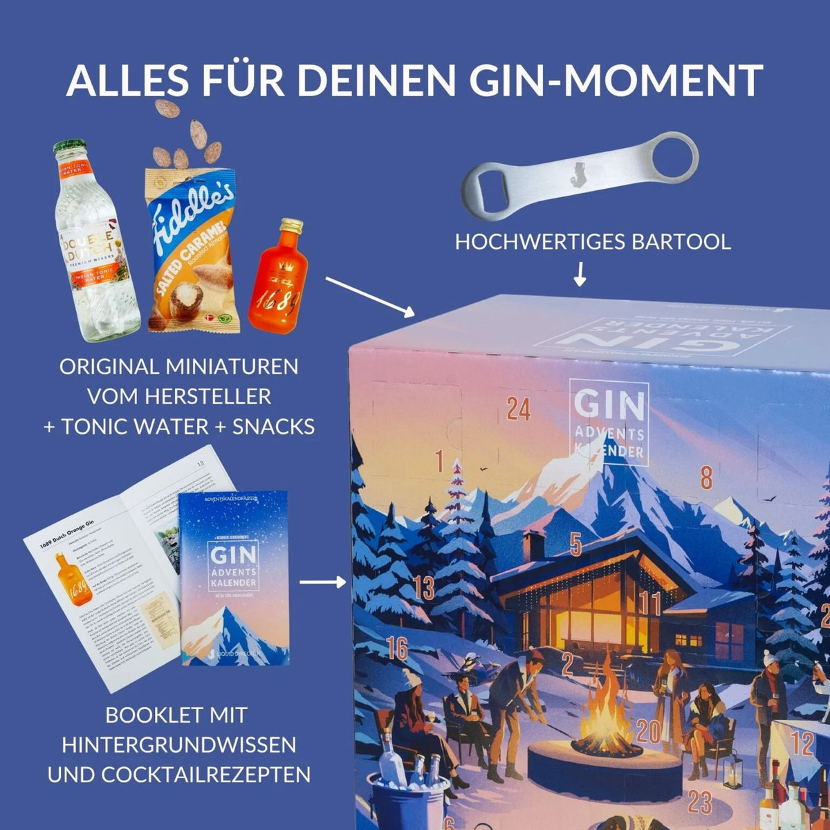 Gin Adventskalender 2026 - mit Gin, Tonic, Snacks & Mehr