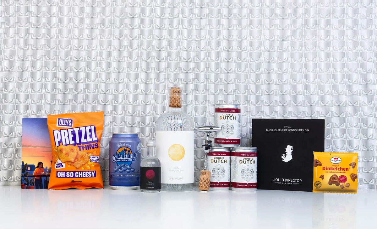 Gin Geschenk-Box mit Gin, Tonic Water & Snacks